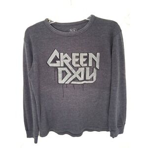 Y2k Vintage Green Day Cinder Block Waffle Knit Pullover Shirt Mens Medium Grunge